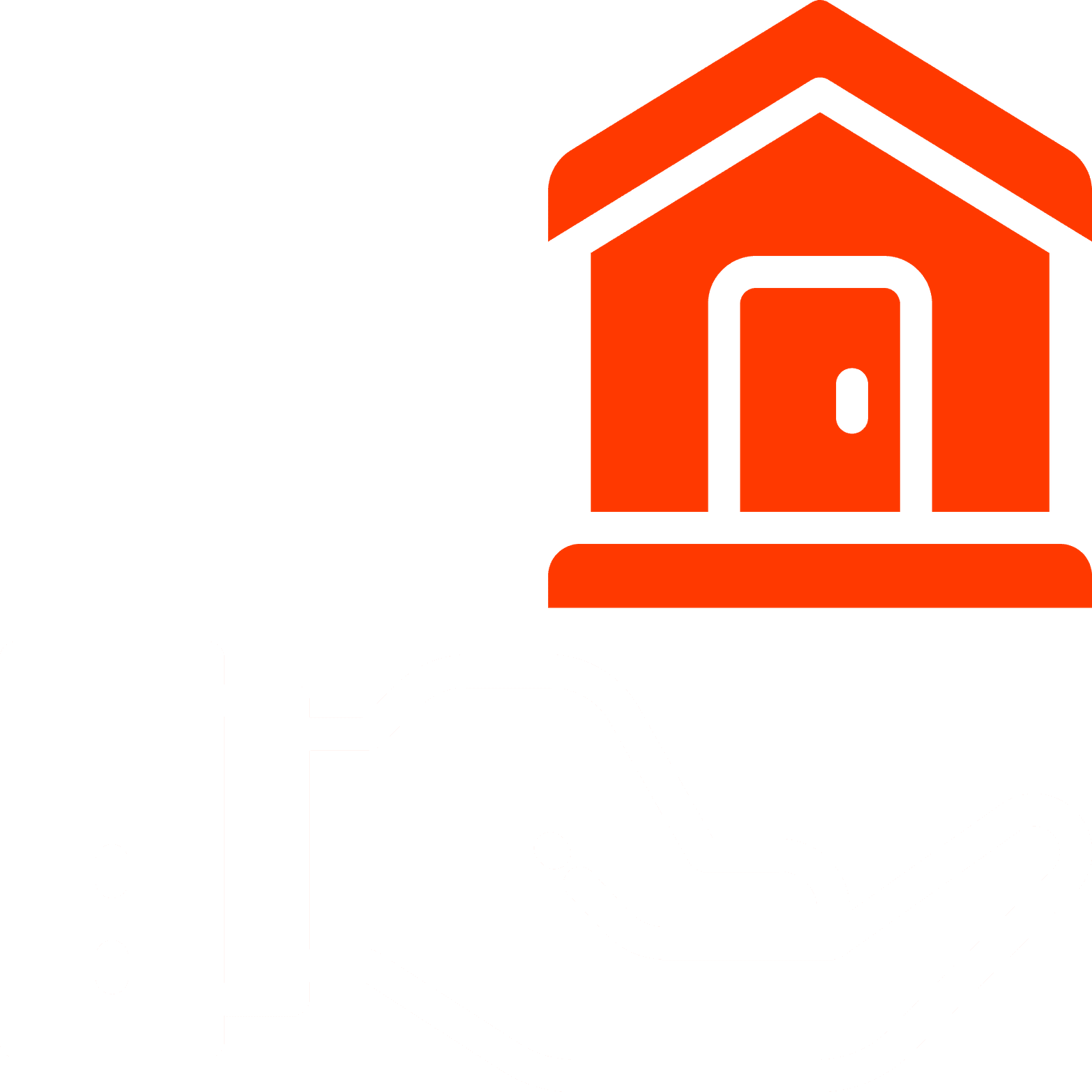 Orangenes Haus-Icon als Immobiliensymbol